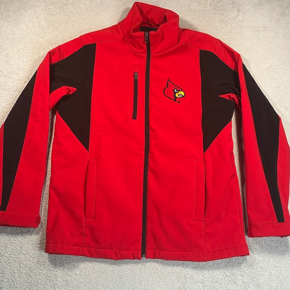 58 Sports University of Louisville Cardinals Jacket Men M Red Softshell Full Zip